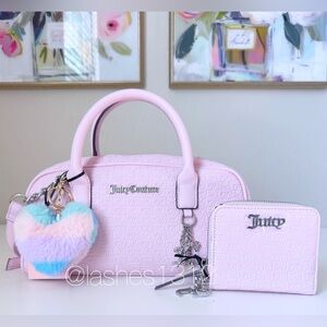 JUICY COUTURE Bag Lucky Charms Satchel & Small Zip Around Wallet Set - Pink
